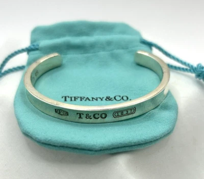 TIFFANY & CO 1837 Sterling Silver Concave Cuff Bracelet 7 mm Wide with Dust Bag - Image 1 of 4