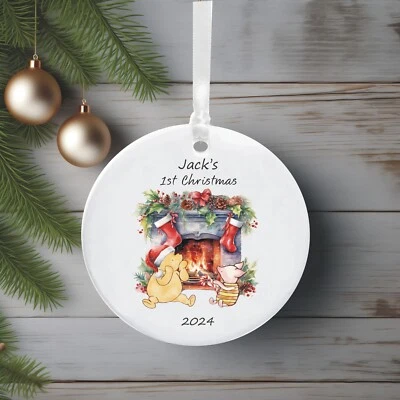 Winnie The Pooh and Piglet Baby's 1st Christmas Personalised Tree Decoration - Image 1 of 4