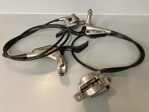 Hayes Nine Hydraulic Disc Brake Set With Carbon Lever Blades Parts Or Repair - Picture 1 of 11
