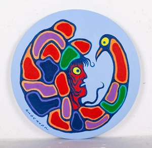 Norval Morrisseau' 'Chief with Spirit Bird' Original Painting - Picture 1 of 7