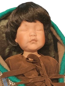 Native American Papoose Doll Detailed Vintage Indian Toy Danbury Mint Porcelain - Picture 1 of 13