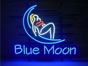 Moon and Lady Neon Sign Light Hotel Motel Visual Artwork Wall Decor Gift 17"x14" - Picture 1 of 3