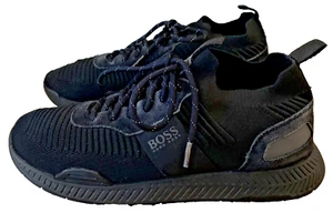 HUGO BOSS US 11.5 12 Low Top Suede Mesh Sneakers Black - Picture 1 of 10
