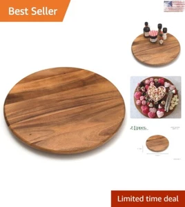 Generously Sized Acacia Wood 18-Inch Lazy Susan Turntable - Durable - Rotates - Picture 1 of 8