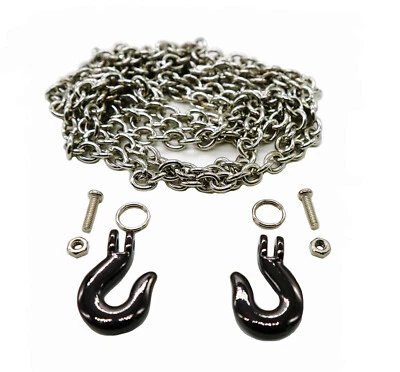 Metal Tow Trailer Chain Hook Shackles Mini Fuel Tank Oil Drum 1:10 Crawler Car - Image 1 of 4