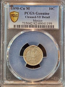 1890 Cn M 10 Centavos Culiacan, Mexico PCGS VF Detail (Only one graded by PCGS) - Picture 1 of 7