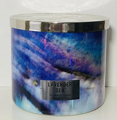 Vela grande perfumada de 3 mechas Bath & Body Works LAVENDER SEA 14,5 OZ Foto 1 de 4