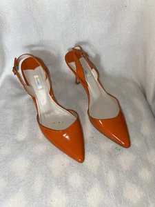 Boden Burnt Orange Pointed Toe Flats Size 8/38 US Patent Leather Sling Back - Picture 1 of 8