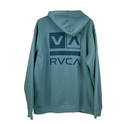 RVCA Green Double Sided Pullover Hoodie Logo Fleece NWT Men's Size M MSRP $60 - Image 1 of 4