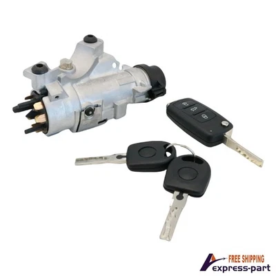 4B0905851P For 1998-2009 Audi A4 Ignition Lock Cylinder Assembly W/ Key Shells - Image 1 of 4