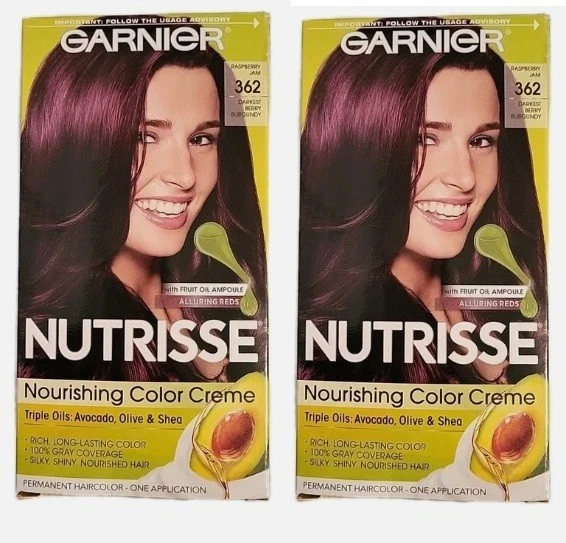 2 de Garnier Nutrisse Color de Cabello Permanente #362 Baya Más Oscura Borgoña Foto 1 de 1