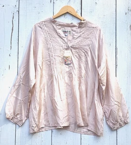 Johnny Was Pete and Greta Women's Light Pink 100% SILK Shaki Blouse Sz L - Picture 1 of 6