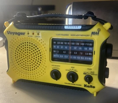 Kaito Voyager KA500 Emergency Solar Crank Radio AM/FM/SW NOAA Weather – Yellow - Image 1 of 4