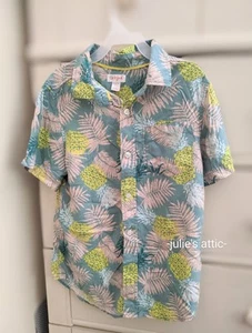 Boys Cat Jack Teal Collared Hawaiian Button Shirt w/ Pineapples M (8/10)🍍 - Picture 1 of 4