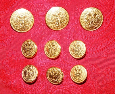 BESPOKE REPLICA 1 DUCAT AUSTRIAN GOLD COIN DESIGN REPLACEMENT BLAZER BUTTON SET - Image 1 of 4