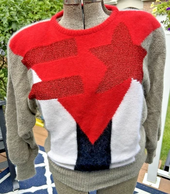 Vintage Gasbarri Via Condotti Angora Wool Blend 80s Star Girl Sweater Sz M Italy - Image 1 of 4