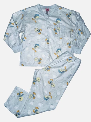 Vintage Looney Tunes Tweety Bird Flannel Pajamas Set Womens M Lt Blue 2001 - Image 1 of 4