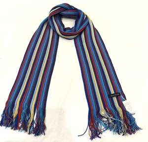 Knitted Inn, Accessory Stripped Pattern Scarf, Color Blue/Azul, Length 70x6 in - Picture 1 of 6