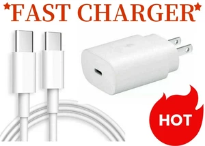 25W Fast Wall Charger+1FT Cable Type USB-C  For Samsung Galaxy S20/S21 5G Lot US - Photo 1 sur 13
