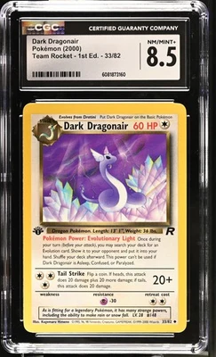 CGC 8.5 Dark Dragonair Team Rocket 1st Edition 33/82 Pokemon Card - Image 1 of 2