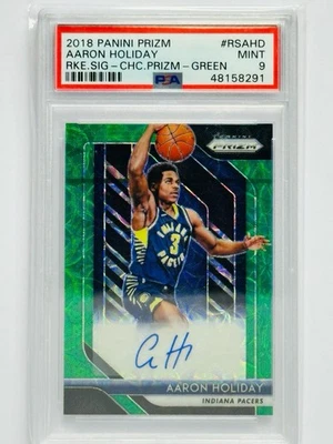 2018 Prizm Aaron Holiday Green Choice Prizm /8 新秀亲笔签名 — 第 1/3 张图片
