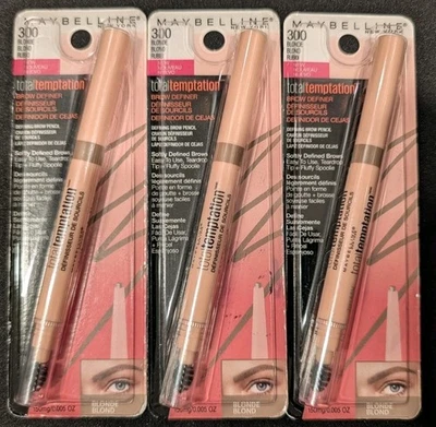 Maybelline Total Temptation Brow Pencil – 300 Blonde, 3 Pack - Brand New Sealed - Image 1 of 4