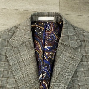 Tallia Sport Coat Men 38R Slim Plaid Two Button Double Vented Wool Blend Blazer - Picture 1 of 15