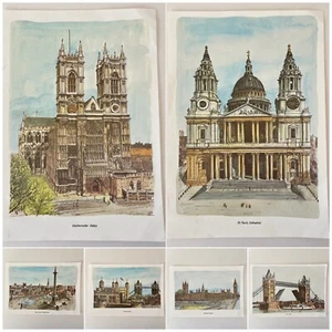 Water Colour Prints Of London Landmarks Bernard Smith Classic 1970s Set Of 6 - Picture 1 of 14