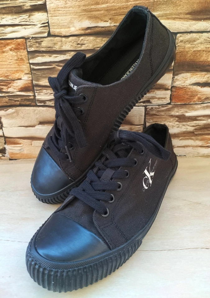 Calvin Klein Jeans Women's Flat Shoes Black Canvas Sneakers Size US 9.5 EUR 40 - Image 1 of 4
