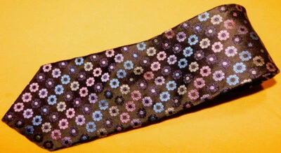 PIATTELLI 美国制造棕色/橙色/蓝色花卉领带-领带-设计师领带。 — 第 1/3 张图片