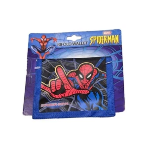 Vintage Spider-Man Kids Wallet Spiderman Marvel Billfold Nylon Bifold BLUE 2003 - Picture 1 of 4