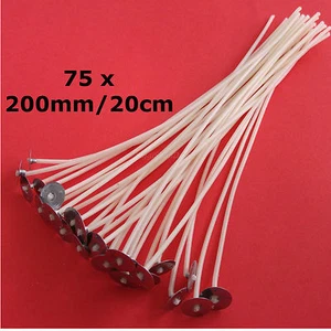 75 Pcs Pre Waxed Wicks with Tab 200 mm/ 20cm long for Candle Making High Quality - Picture 1 of 2