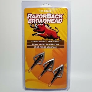 RAZORBACK Vented Blade 125gr Broadhead Heavy Weight Penetration Extra Thick- 3pk - Picture 1 of 3