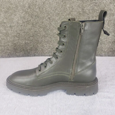 ZARA Nuevas Botas de Combate ZARA Verde Ejército Caqui Para Mujer Cuero Cremallera EE. UU. 9 Euro 40 Foto 1 de 4