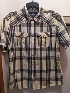 Ecko Unltd Men's 2XL Yellow Plaid Short Sleeved Snap Front Shirt - Picture 1 of 8