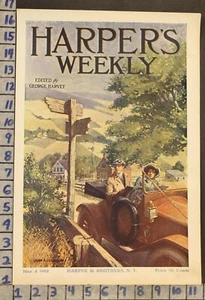 1912 AUTO TRAVEL NAVIGATION ADVENTURE ROAD MAP LOVE ILLUS COUGHLIN COVER RK99 - Picture 1 of 1