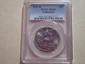 1992-d COLUMBUS 50c PCGS MS 69 Modern Commemorative Half Dollar - Picture 1 of 5