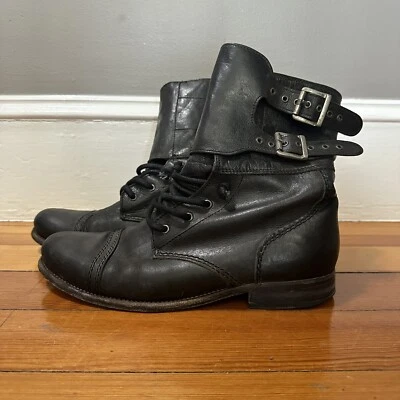Botas de combate Allsaints Spitalfields altas de cuero negro para hombre talla 43 EE. UU. 10 Foto 1 de 4