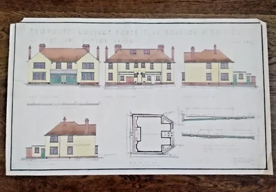 1928 Architect Plan: PROPOSED COTTAGE HOMES  FLAX BOURTON for LONG ASHTON UNION - Image 1 of 4