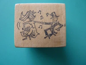 Dancing Bride & Groom, Small - Fun RUBBER BABY BUGGY BUMPERS Rubber Stamp - Picture 1 of 2