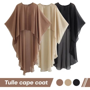 Giacca mantello estiva poncho tulle donna tunica sciolta top vacanze asimmetrici - Foto 1 di 14