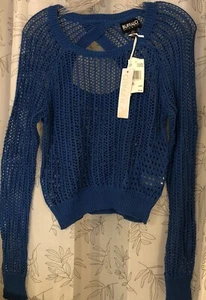 Suéter Recortado BUFFALO David Bitton Nuevo con Etiquetas Verano Tejido Abierto Azul ¡HERMOSO! Talla MED - Imagen 1 de 7