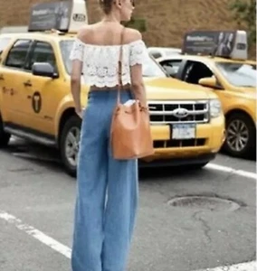Merona Wide Leg Pants Relaxed Hip & Thigh Pant Lounge Palazzo Blue Lyrics Small - Picture 1 of 5