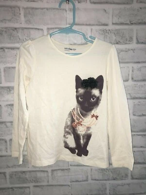 CAMISA BABYGAP BABY GAP MENINAS 5 ANOS GATO SIAMÊS CAMISETA TOP T BRYANT PARK MANGA COMPRIDA - Imagem 1 de 3