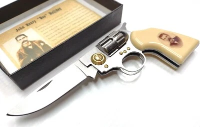 Doc Holiday Pocket Knife Hand Gun Pistol Revolver Manual Wild West John Henry - Image 1 of 4