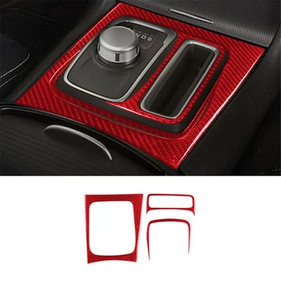 For Chrysler 300 2015-2017 Red 3Pcs Central Gear Shift Trim Cover Carbon Fiber Foto 1 de 4