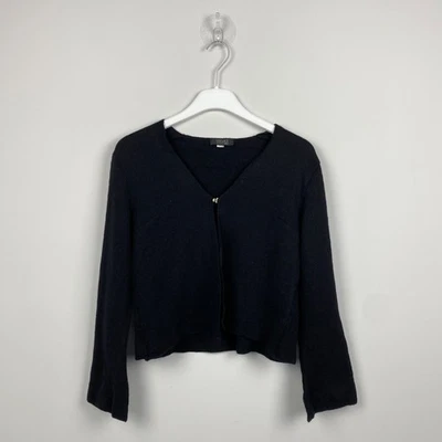 Cárdigan VERSACE Classic V2 de lana recortado con cuello en V con cierre de broche de metal negro Foto 1 de 4