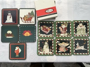 "Juego de 11 posavasos navideños Pimpernel con respaldo de corcho hechos en Inglaterra 4,24""" - Imagen 1 de 8