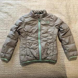 The North Face Winter Coat Girls Size XS Gray & Teal Puffer Jacket - Picture 1 of 11