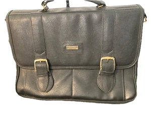 Professional Leather Black Brief Case Messenger Bag Portfolio College Vintage - Picture 1 of 10